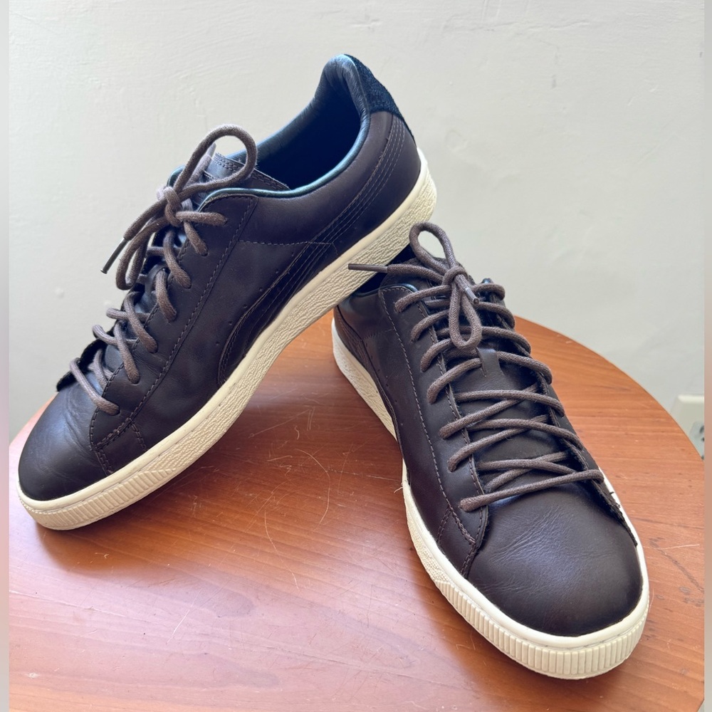 Puma Basket Citi Series Dark Brown Leather Men Sneakers Size 9.5